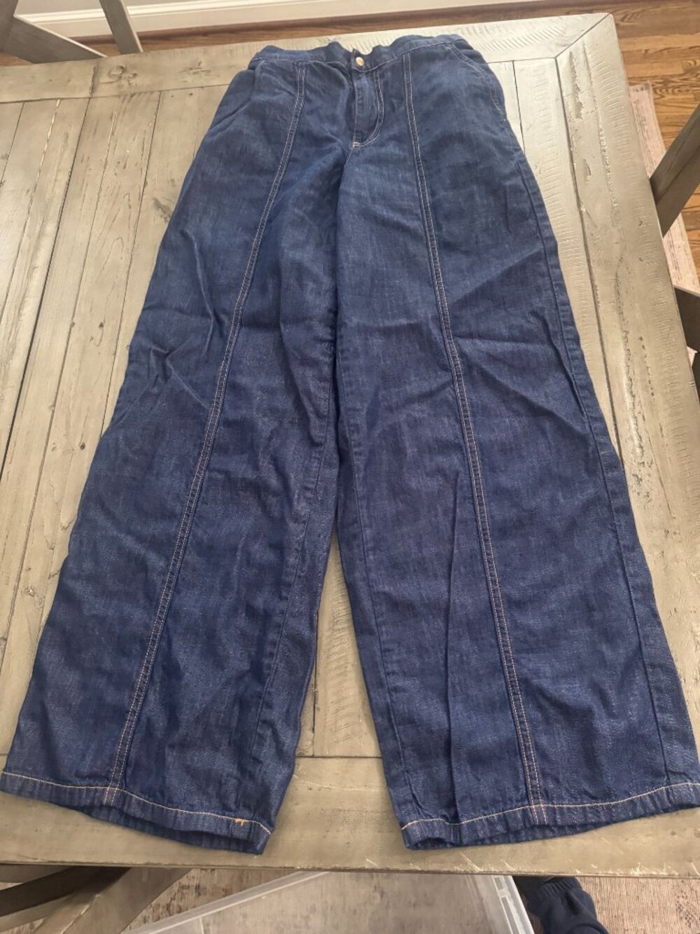 ZARA Z1975 HIGH RISE JOGGER WIDE LEG JEANS Blue Size XS - Picture 3 of 4